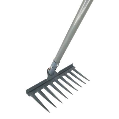 China Durable Outdoor Tool 9 Teeth Farm Promotion Steel Garden Planting Zen Garden Leveling Grass Rake for sale