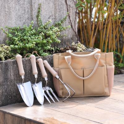 China Eco-friendly Wheat Head Straw Handle Include Stainless Steel Shovel Cultivator Fork Heavy Duty Mini Gardening Tool Set For Gardening for sale