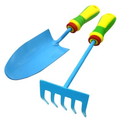 China Kids Tools Professional Modern Design 2 Pieces Kids DIY Tools Kids Trowel Rake Carbon Steel for sale