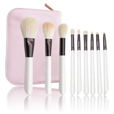 China Angular Blush 10 PCS Logo White Goat Hair Private Label Hot Selling Multifunctional Custom Makeup Brush for sale