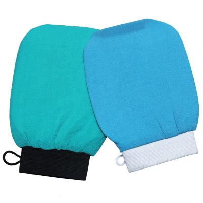 China EXFOLIATE 2021 Moroccan Custom LOGO 150D Gold Black Body Bath Kese Blue Facial Shower Exfoliating Gloves for sale