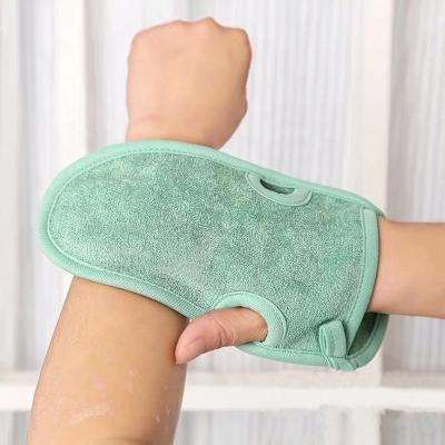 China EXFOLIATE New Fashion NATURE Exfoliation Silk Exfoliating Glove Bathing Shower Exfoliator Bath Gloves for sale