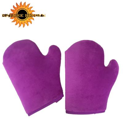 China Hot Sale Washable Double Sided Skin Care Microfiber Velvet Tanning Glove for sale