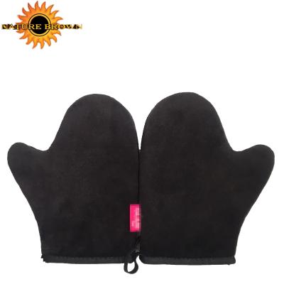 China Hot Selling Velvet Professional Skin Care Bronzing Back Gloves Black for sale