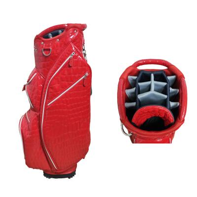 China Custom Logo PU Leather Outdoor Golf Staff Bag Staff Golf Activity 14 Hole Waterproof Red for sale