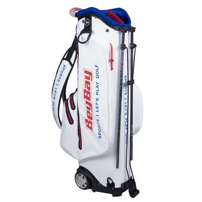 China Waterproof / With Wheels Waterproof Black Golf Bag With Half Wheels Range With Stand Rack Custom Golf Stand Bag for sale