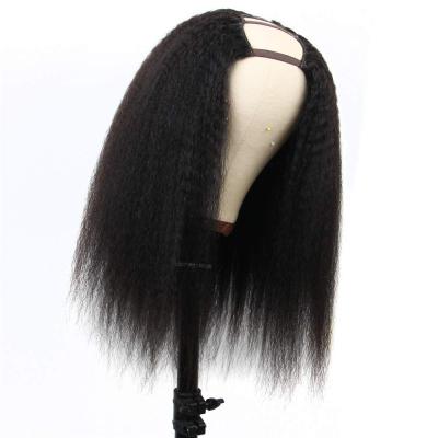 China 100%virgin hair hot sale factory direct fast shipping free sample U piece curly straight wig for sale