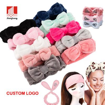 China Solid Color Face Makeup Soft Soft Hair Bands For Face Shower Face Shower Facial Coral Fleece Women Fluffy Spa Headband for sale