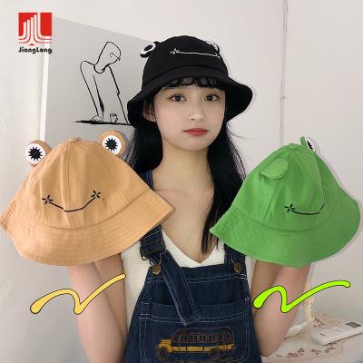 China Cute/Fashion 2022 Sun Bucket Cap Cute Frog Fisherman Brim Man Wholesale Cotton Wide Bucket Hat For Adults for sale