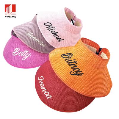 China 2022 Low MOQ Name Women's Custom Made Beach Sun Visor Soft/Comfortable Natural Summer Sun Glass Unisex Straw Hats With Logo for sale