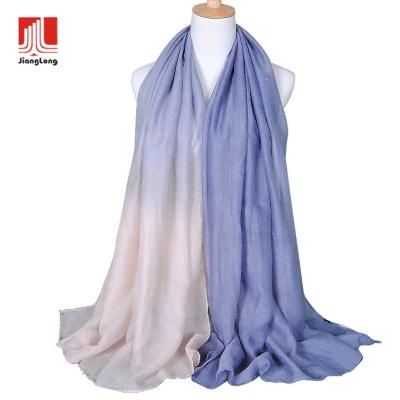 China 2022 soft soft feeling fashion ombre printing wholesale muslim turkish hijab women chiffon scarf shiny polyester malaysia headscarf for sale