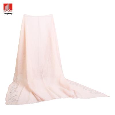 China Custom soft soft feeling solid women's scarves with v shape metal studs sparkle light natural woven solid wrap scarf pleat pashmina shawl for sale