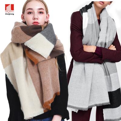 China Wholesale Custom Ladies Plaid Brushing Oversized Scarf Woven Feeling Fashion 2021 New Soft Smooth Women for sale