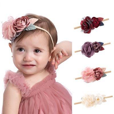 China Soft Baby Floral Hair Accessories Crowns Newborn Toddler Hair Bands Wholesale Kids Flower Baby Elastic Headband for sale