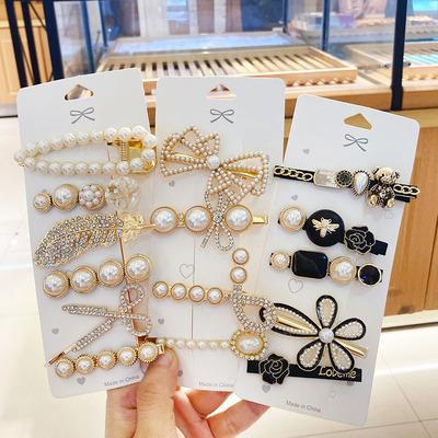 China Fashion/Diary Wear/New Arrival Decorative Pearls Hair Clips Handmade Hair Barrettes Clips For Girls Sparkle Crystal Fancy Women Hair Pins Sets for sale