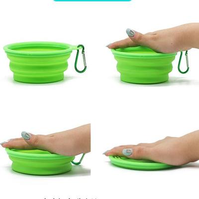 China Silicone Dog Bowl Equipment Travel Viable Folding Portable Bowl For Dog Handler Utensils Dog Bowls Can Button On Bag for sale