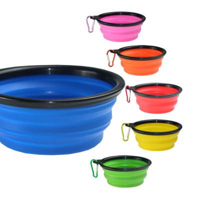 China 350ml /1000ml Dog Water Bowls Eco-friendly Travel Sustainable Portable Collapsible Custom Silicone Collapsible Dog Water Bowls With Hook for sale