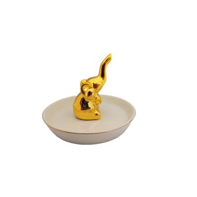 China Best Selling Simple Durable Ring Stand Tray Gold Elephant Shape Earring Jewelry New Design for sale