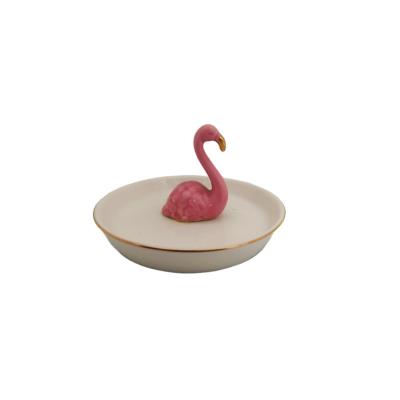 China New Popular Style Lovely Durable Popular Style Jewelry Display Rack Swan Shape Necklace Holder Ceramic Pink Trinket Tray for sale