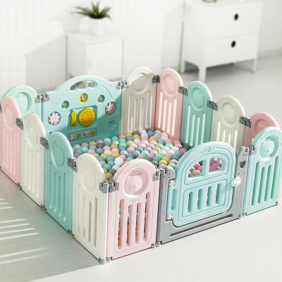 China Colorful Plastic Foldable Safety Baby Playpens With Safety Gate And Play Piece for sale