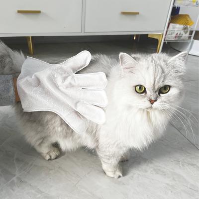 China Viable Pet Piece Spa Disposable Gloves Wipes Cat Dog Bath Dry Cleaning Towel Pet Grooming Glove for sale