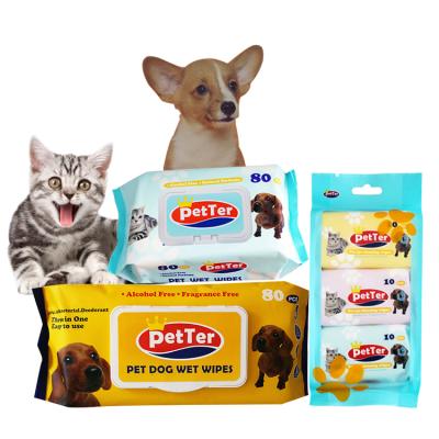 China Sustainable Natural And Organic Private Label Packaging For Cat Biodegradable Pet Wipes Cleaning Wipes For Dog for sale