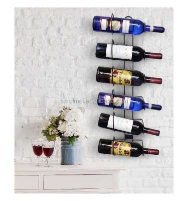 China Customized 6 Bottle Wire Wine Rack Wall Mounted Hanging Wine Rack for sale