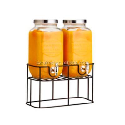 China Wholesale Metal Countertop Holder Mason Jar Beverage Juice Dispenser Glass Holder for sale