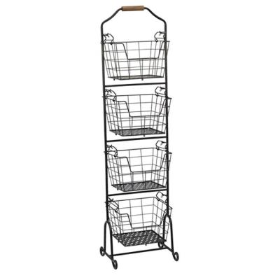 China 4-Tier Metal Floor Standing Fruit and Vegetable Storage Basket 13.5 x 51.2 x 11.4 inch or customized for sale