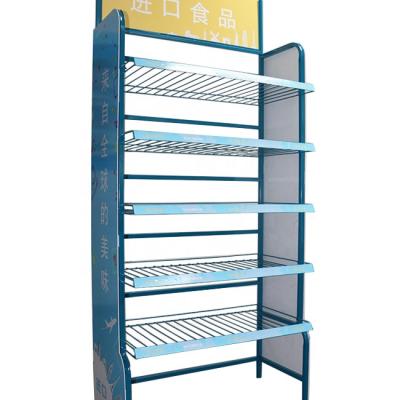 China Metal Floor standing fruit vegetable display rack metal display rack for food for sale