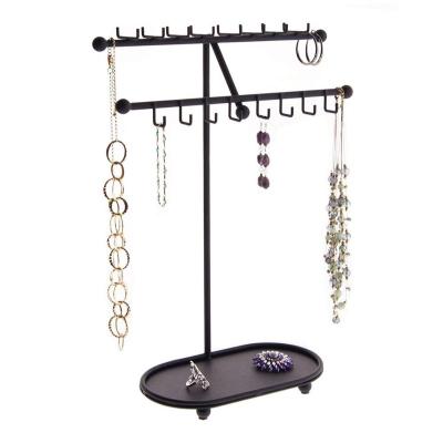 China Customized 2 Tier Spinner Metal Hook Jewelry Display Stand Counter Rack for sale