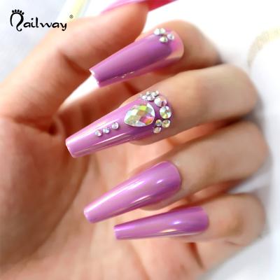 China Easy Apply Handmade Ballerina Decorated Artificial Finger Nails Design Full Cover Coffin Nails Long Press On Fake Nails for sale