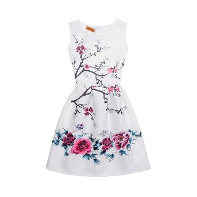 China Breathable Women Kids Sleeveless Polyester Printed A Line Floral Printing Dress Girl Lady A Line Dresses for sale