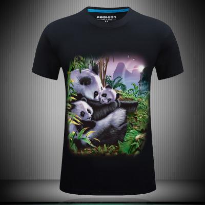 China Casual Men Plus Size Cotton Panda 3d Print T-shirt Breathable Short Sleeve Loose Fit T-Shirts for sale