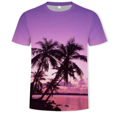 China KE QUICK DRY Unisex Purple Palm Tree 3d Printing T-shirt Short Sleeve 3D Printing T Shirts for sale