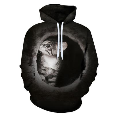 China Women Plus Size Yong Cute Cat 3d Printing Hoodies Kids 3D Cat Print Hoodies Unisex Baseball Shirt for sale