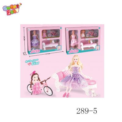 China Make Up Set 289-5 Lovely Princess Chair Bike With 11 Joints Doll Toy for sale