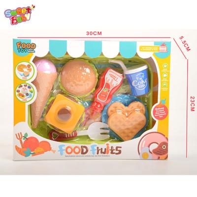 China Eco-friendly Material Burger Fries Ice Cream Play Set Real Cooking Kitchen Set Toys for sale