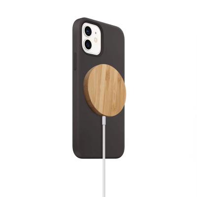 China 2021 trending Eco-friendly bamboo wireless charger 15W magnetic fast wireless charger for apple for sale