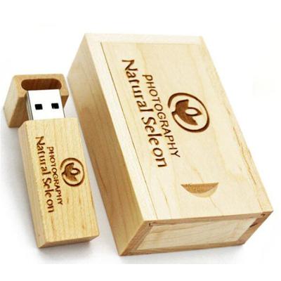 China New Design Customized Logo Wooden USB Flash Drive With Photo Box USB 2.0 Pendrive 8GB 16GB 32GB 64GB for sale