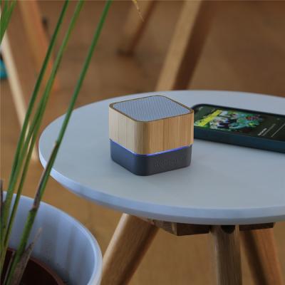 China Sustainable Bamboo Wood Speaker Square Mini Portable Wireless Speaker for sale