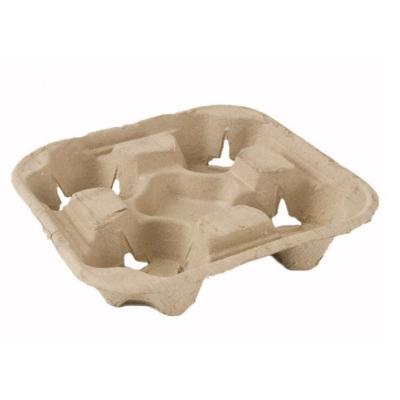 China 2 Cup Biodegradable Biodegradable Paper Cup Holder Tray Portable Takeout Coffee Paper Disposable Coffee Holder 4 Cup for sale