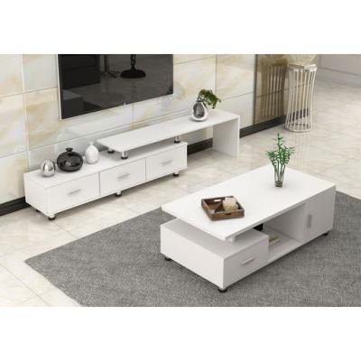 China 2022 Modern Brand New Home White Lacquer Tea Table TV Cabinet Living Room Wooden TV Stand Furniture Set for sale