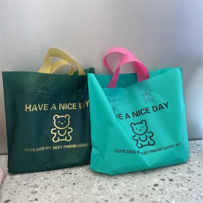 China BIODEGRADABLE High Quality Printing Plastic Poly Package Bags Die Cut Handle Carry Shopping Bags For Clothing for sale