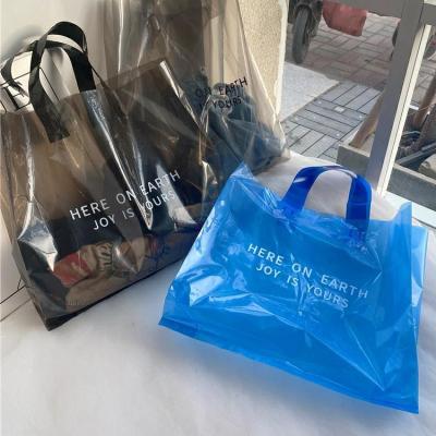 China BIODEGRADABLE Custom PE Packaging Bag High Quality Clear Plastic Logo Clothing Printing Shopping Bag With Handle for sale