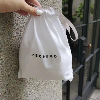 China Reusable Logo Portable Reusable Gift Canvas Cotton Double Recyclable Custom Drawstring Bag Personalized Eco-friendly Muslin Cloth Drawstring Bag for sale