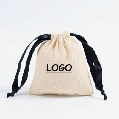 China Recyclable Custom Your Own Logo Cotton Fabric Muslin Drawstring Gift Jewelry Pouch Bag Eco Canvas Bags for sale