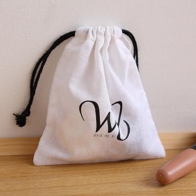 China Custom White Recyclable Custom Logo Printed Canvas Drawstring Bag Gift Cotton Drawstring Bag Fabric Eco Friendly Dust 8oz Thickness for sale