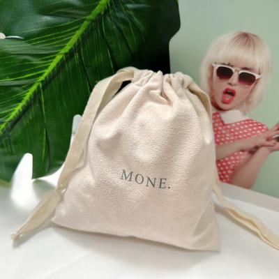 China Recyclable Logo Soft White Drawstring Velvet Custom Printing Embossed Embossed Packaging Pouch Pouch for Jewelry and Clothing Dust Bag for sale