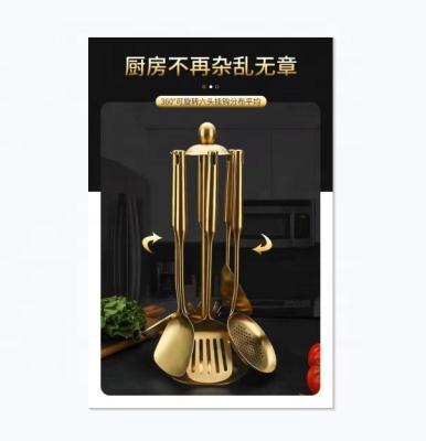 China Sustainable Wholesale High Quality Gold Stainless Steel Kitchenware Cooking Set for sale